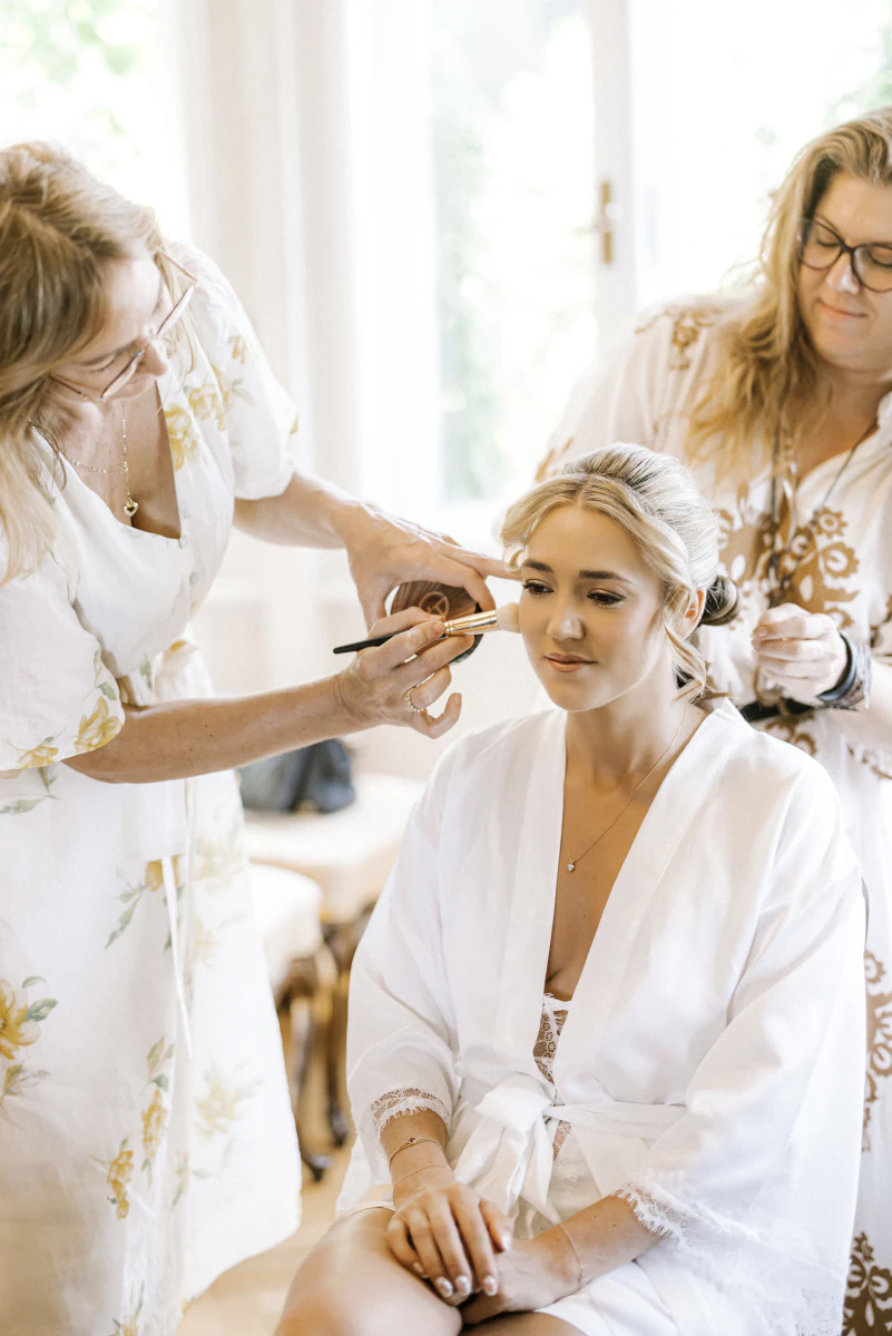 Bridal makeup being created