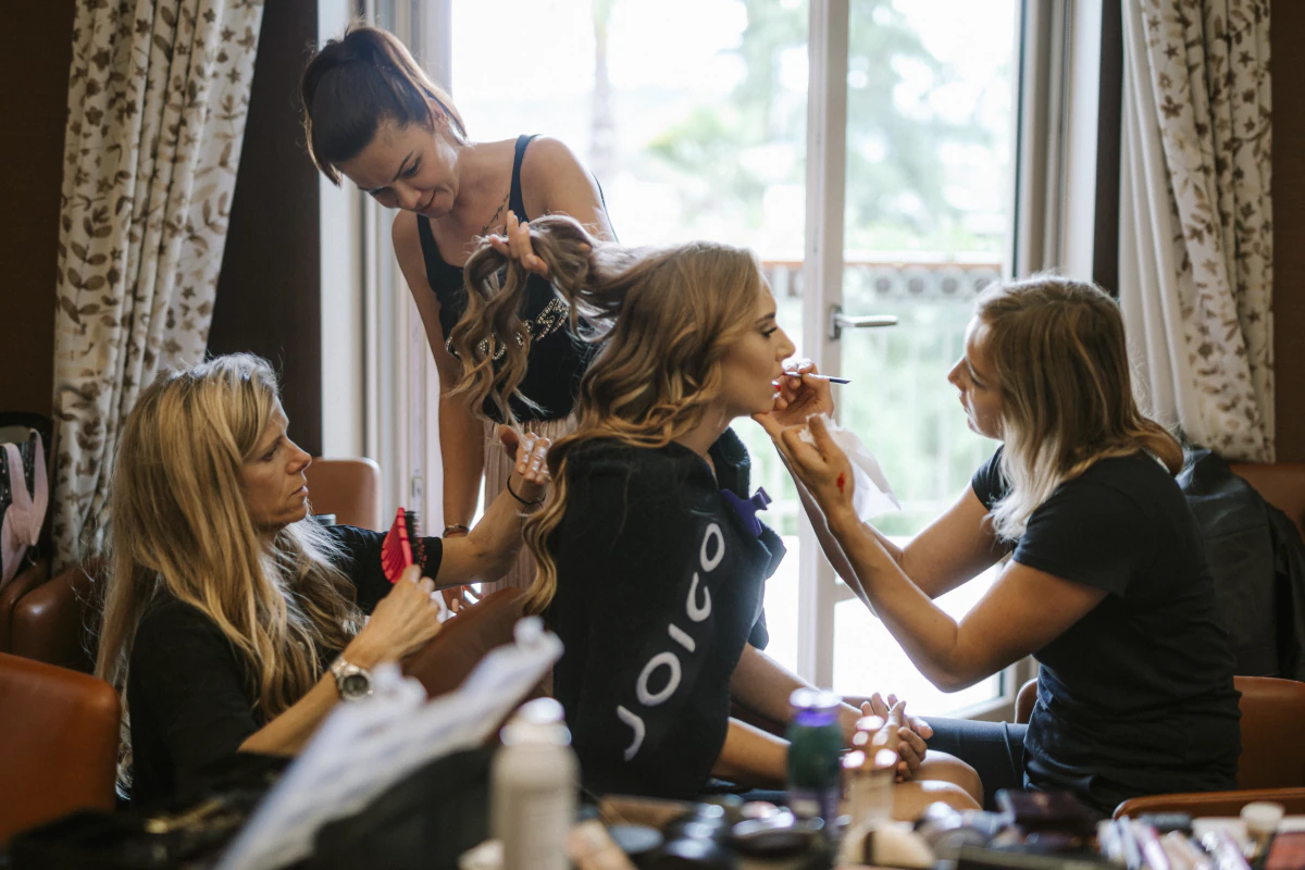 The team at work before the wedding